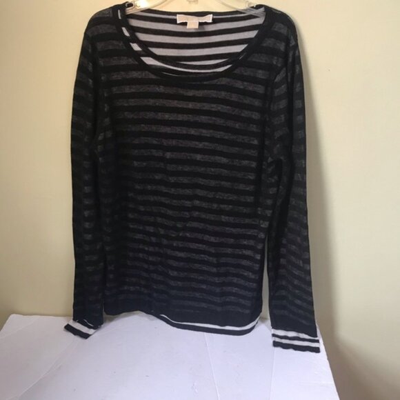 Michael Kors NEW Striped Sweater Layered Crew Soft Cotton Lightweight Preppy L - Picture 2 of 11